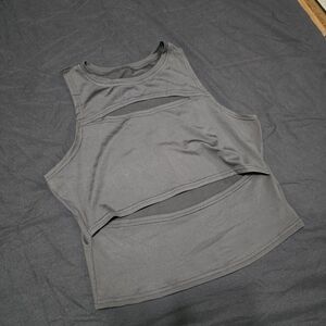 Black Cutout Crop Top, XL